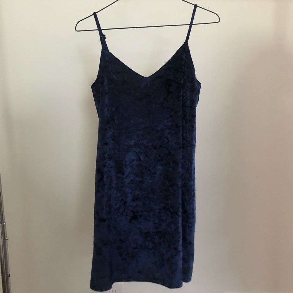 Velvet Dark Blue Shift Dress